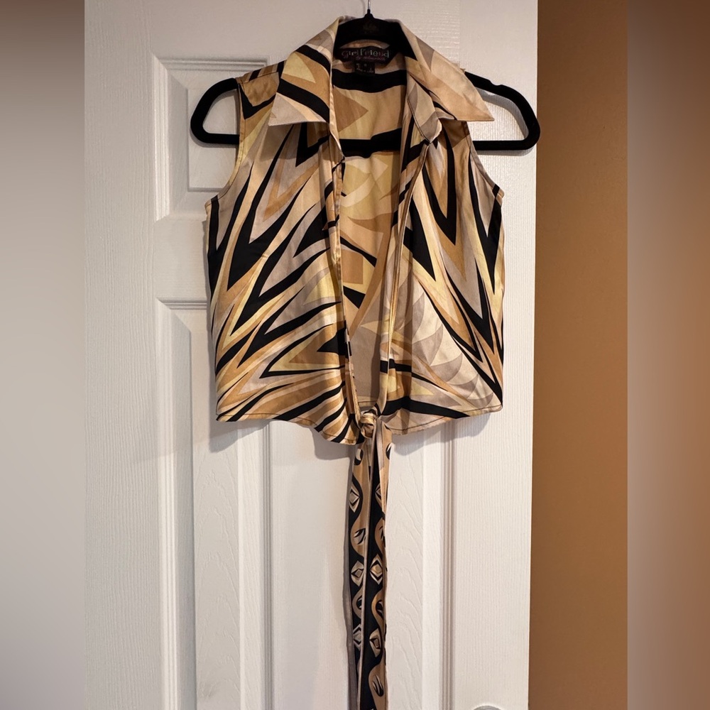Silk Tie Front Top